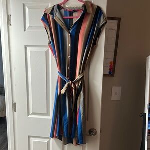 Striped Multicolor Button-Up Dress